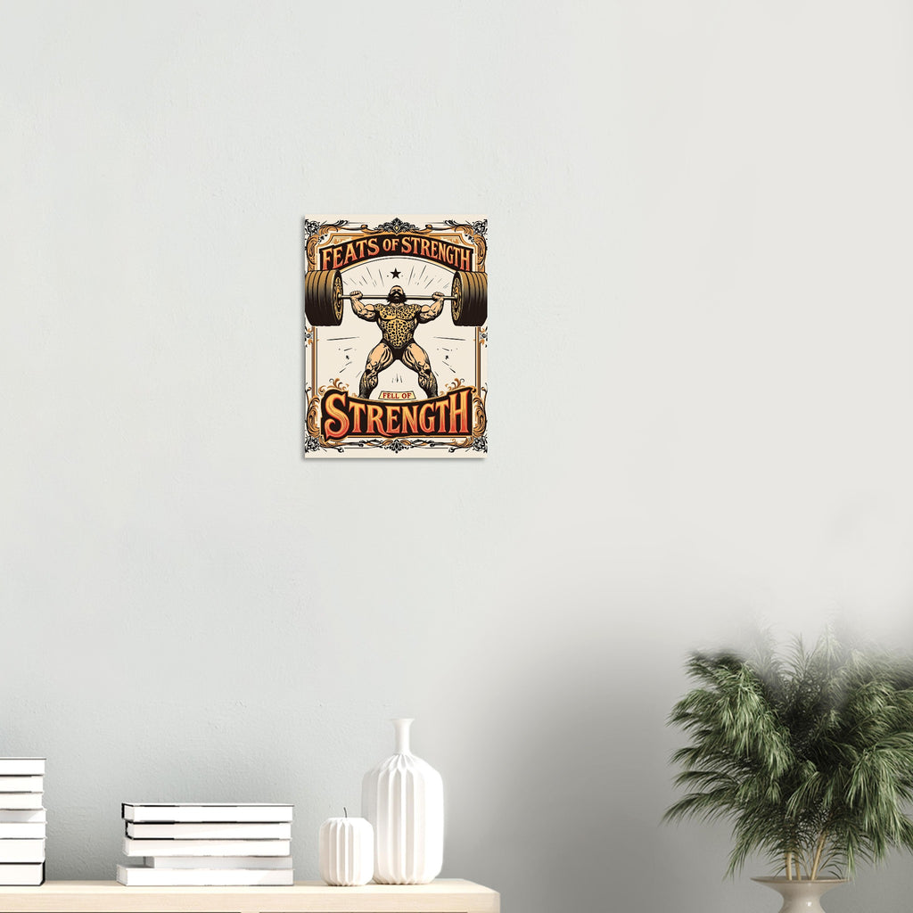 Retro Victorian Strongman Weightlifting Art Print Poster Wall Art UK UK Gift Art Print — detail view | Wild Thread Co