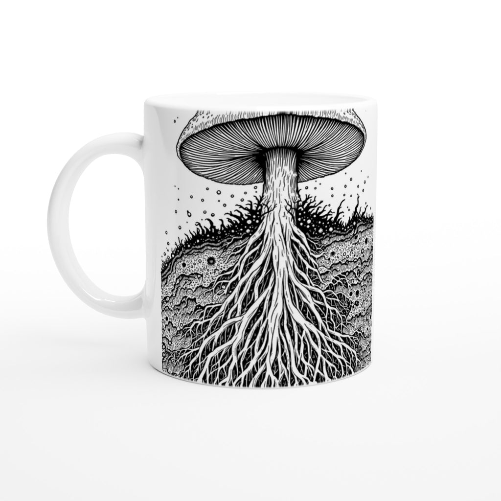 Dark Academia Mushroom Mycelium Mug Coffee Tea Ceramic 11oz — Mug | Wild Thread Co