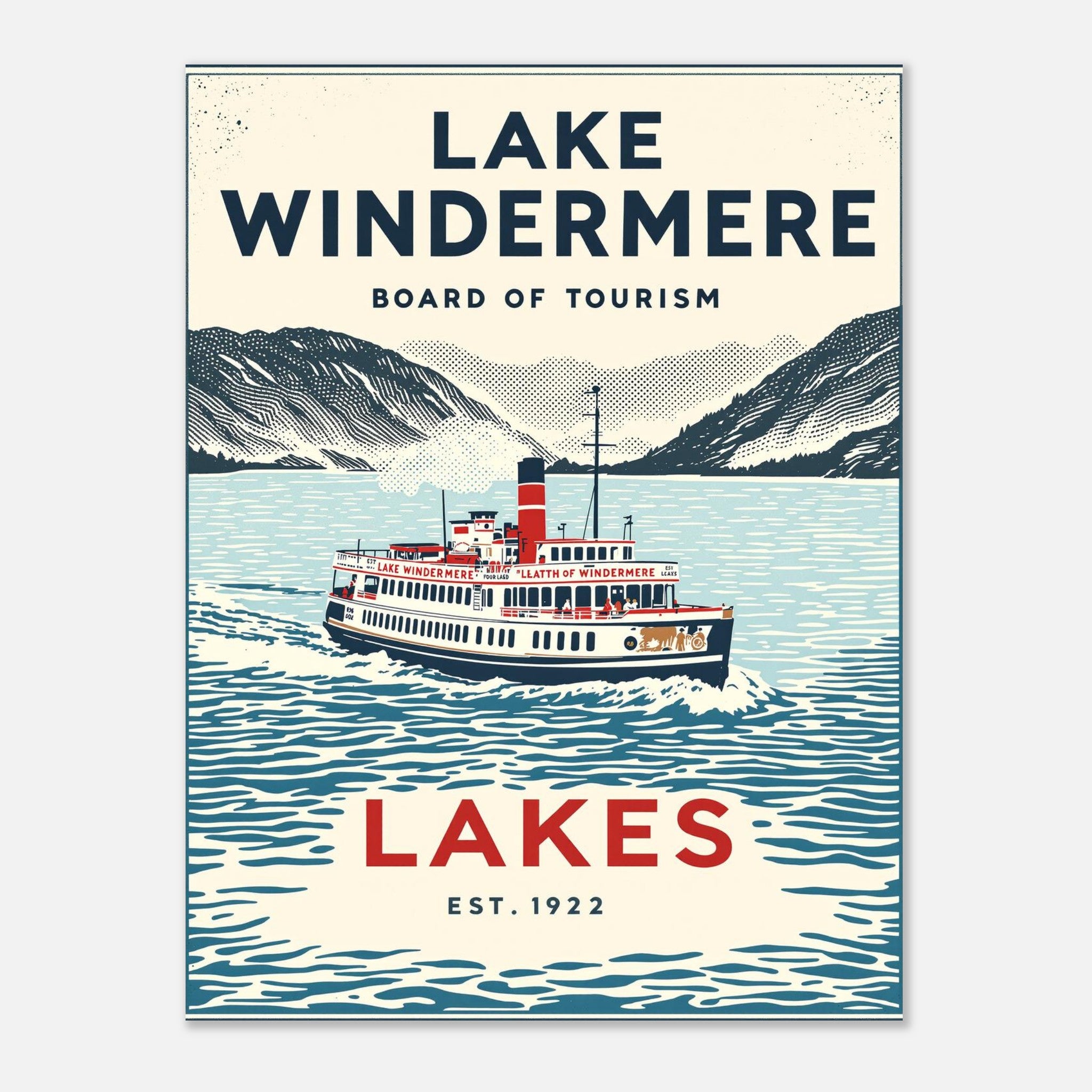 Lake Windermere Vintage Travel Poster Art Print — detail view | Wild Thread Co
