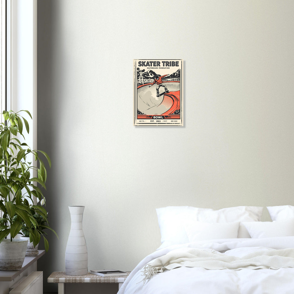 Skater Tribe Vintage Travel Poster Art Print — detail view | Wild Thread Co