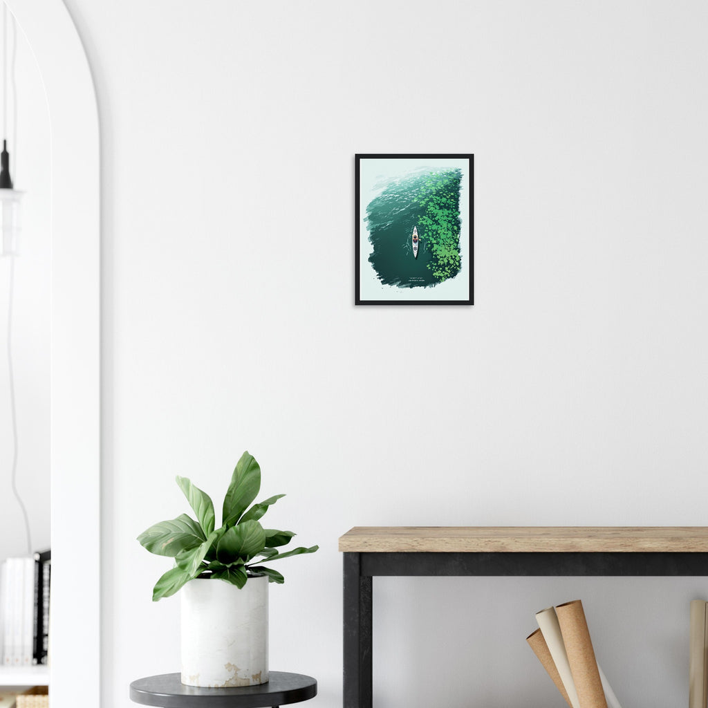 Sea Kayaking Aerial Framed Print Wall Art Ready to Hang UK Framed Art Print — detail view | Wild Thread Co