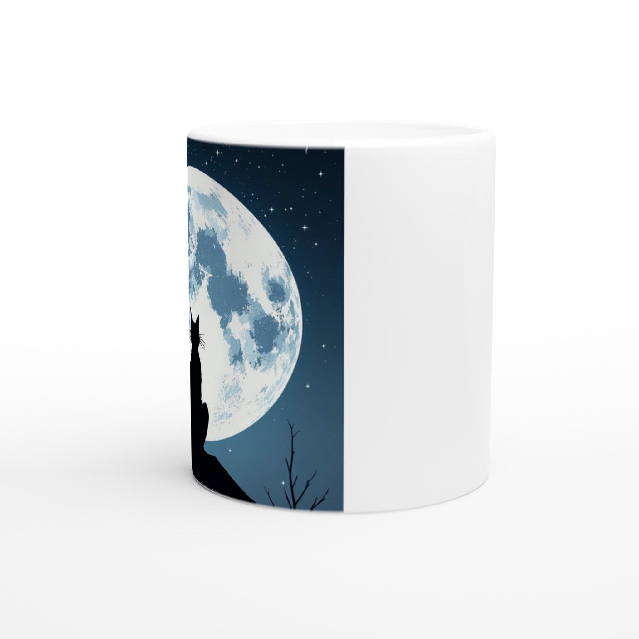 Black Cat Moonlight Mug — detail view | Wild Thread Co