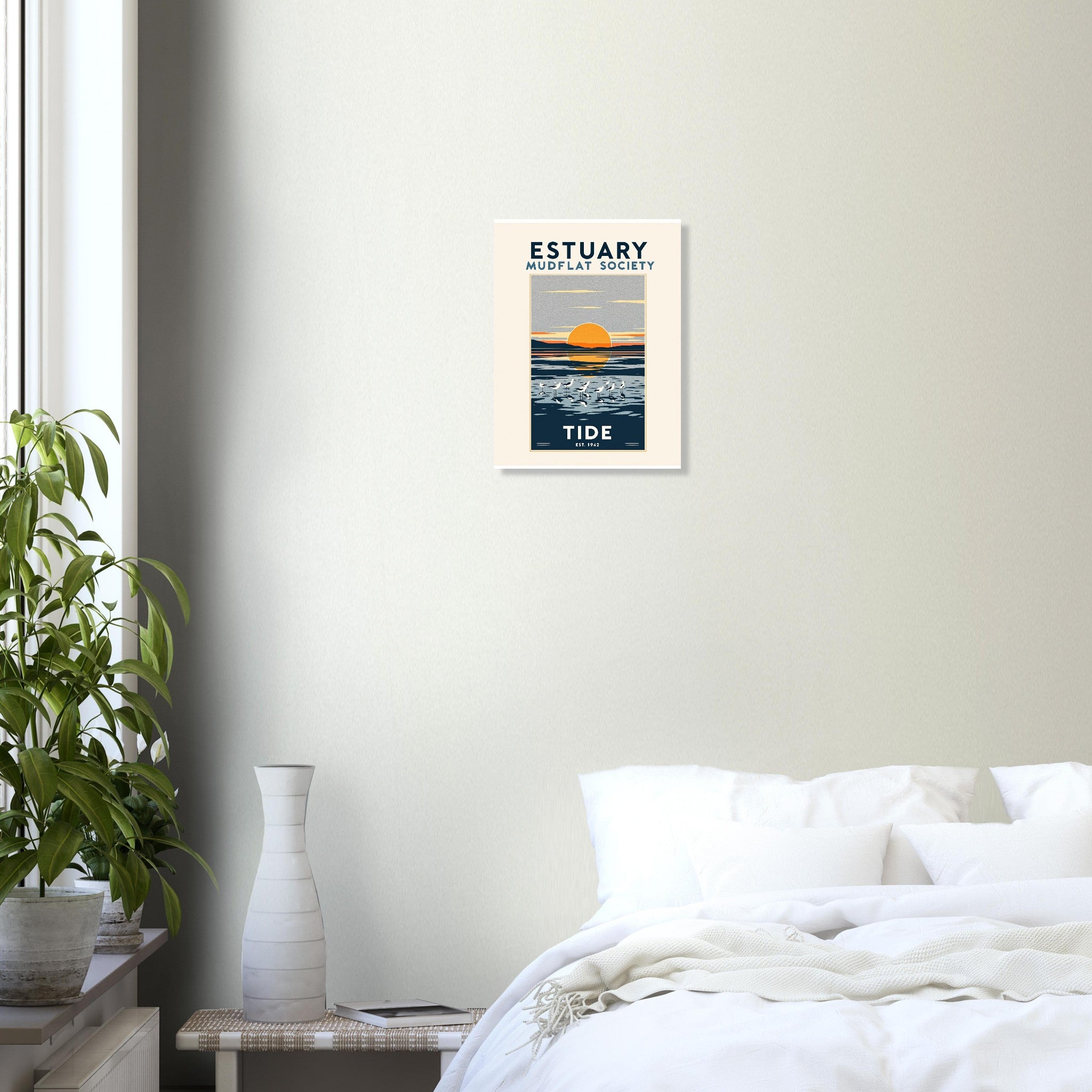 Estuary Vintage Travel Poster Art Print — detail view | Wild Thread Co