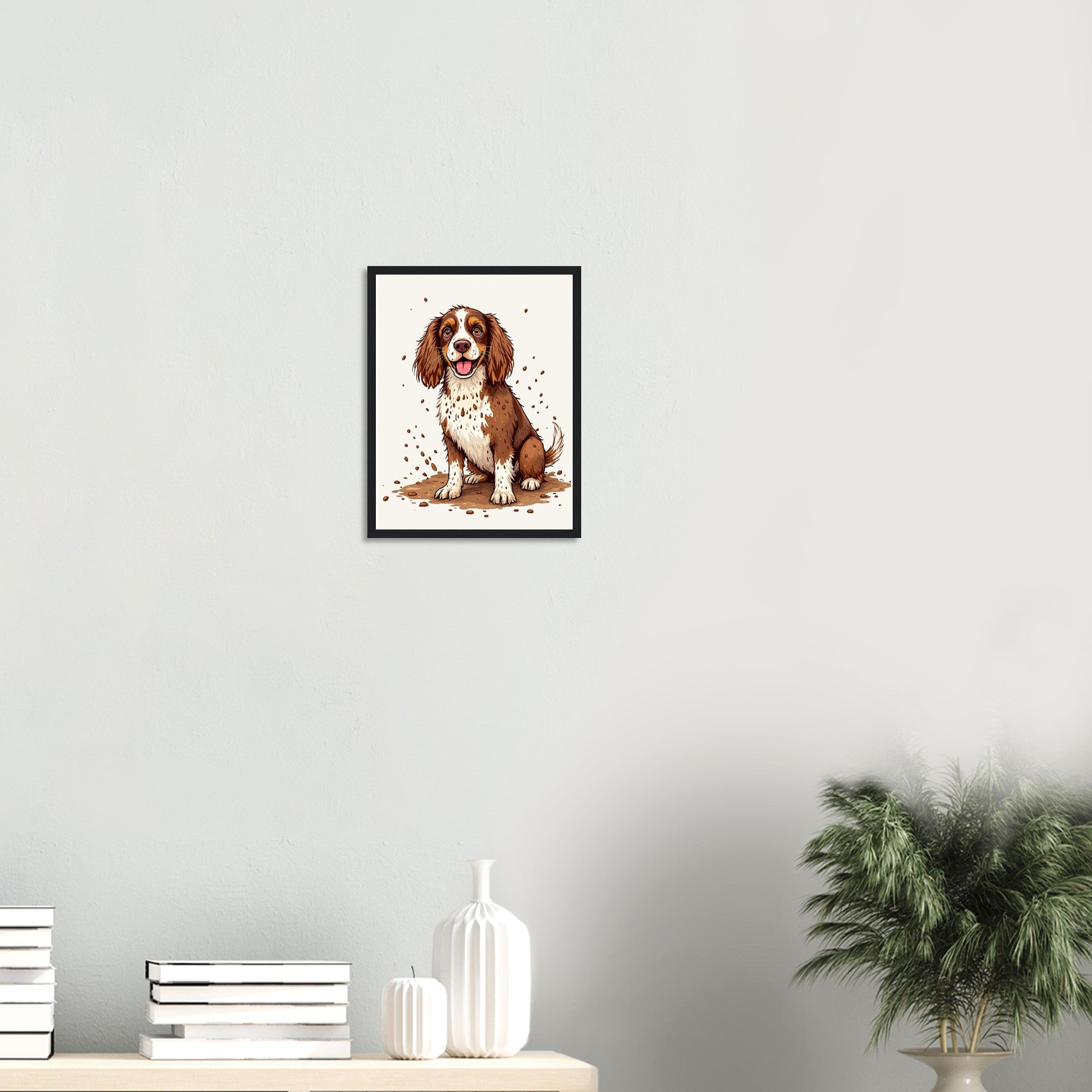 Springer Spaniel Mud Framed Art Print — detail view | Wild Thread Co