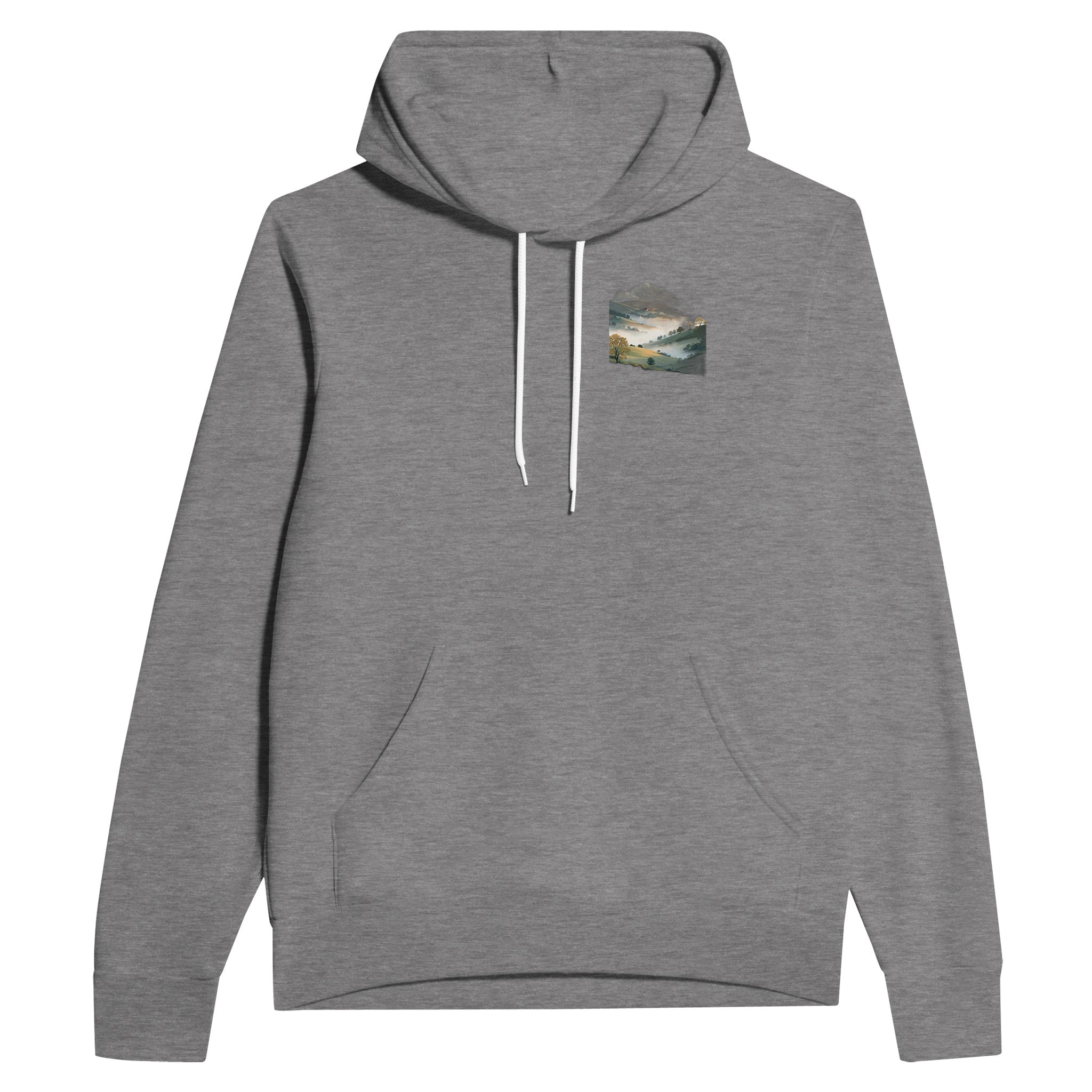 Morning Mist Valley Farm Hoodie — detail view | Wild Thread Co