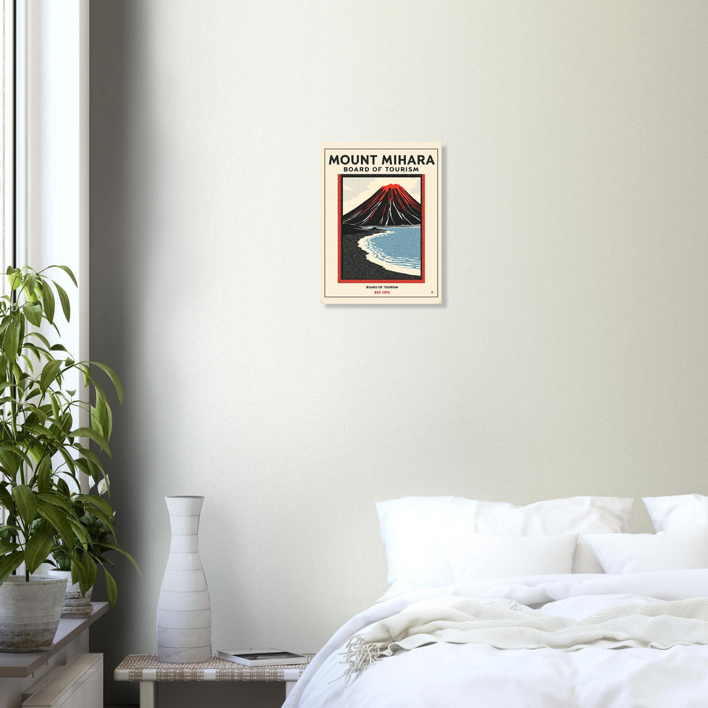 Mount Mihara Vintage Travel Poster Art Print — detail view | Wild Thread Co