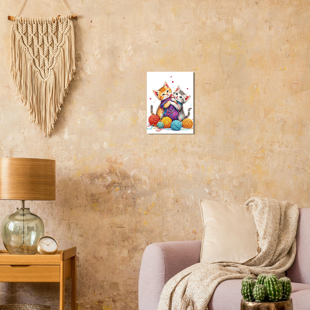 Cats Playing Yarn Art Print Art Print — detail view | Wild Thread Co