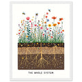 Wildflower Meadow Pollinator Cross-section Framed Art Print — detail view | Wild Thread Co