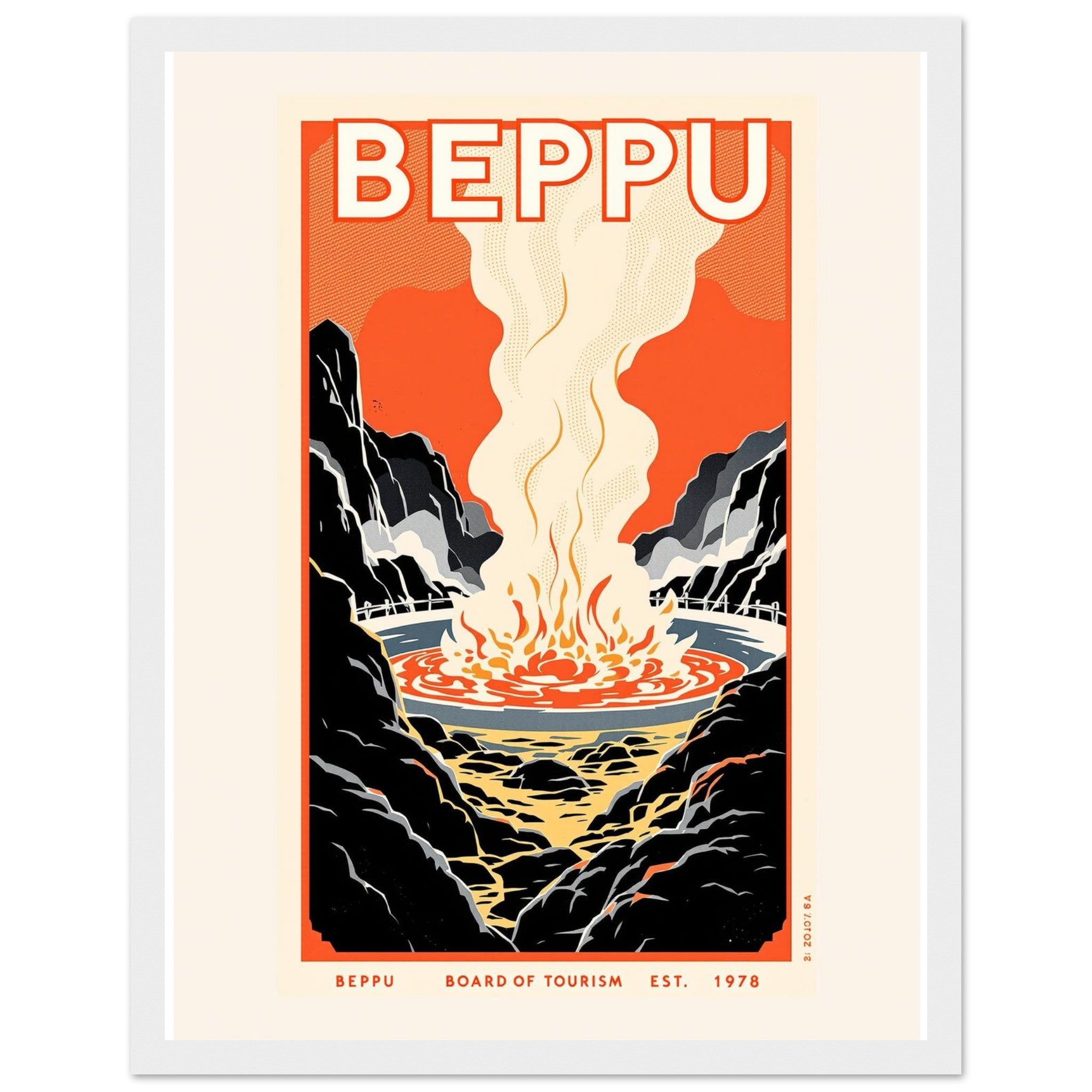 Beppu Vintage Travel Poster — Framed Art Print | Wild Thread Co