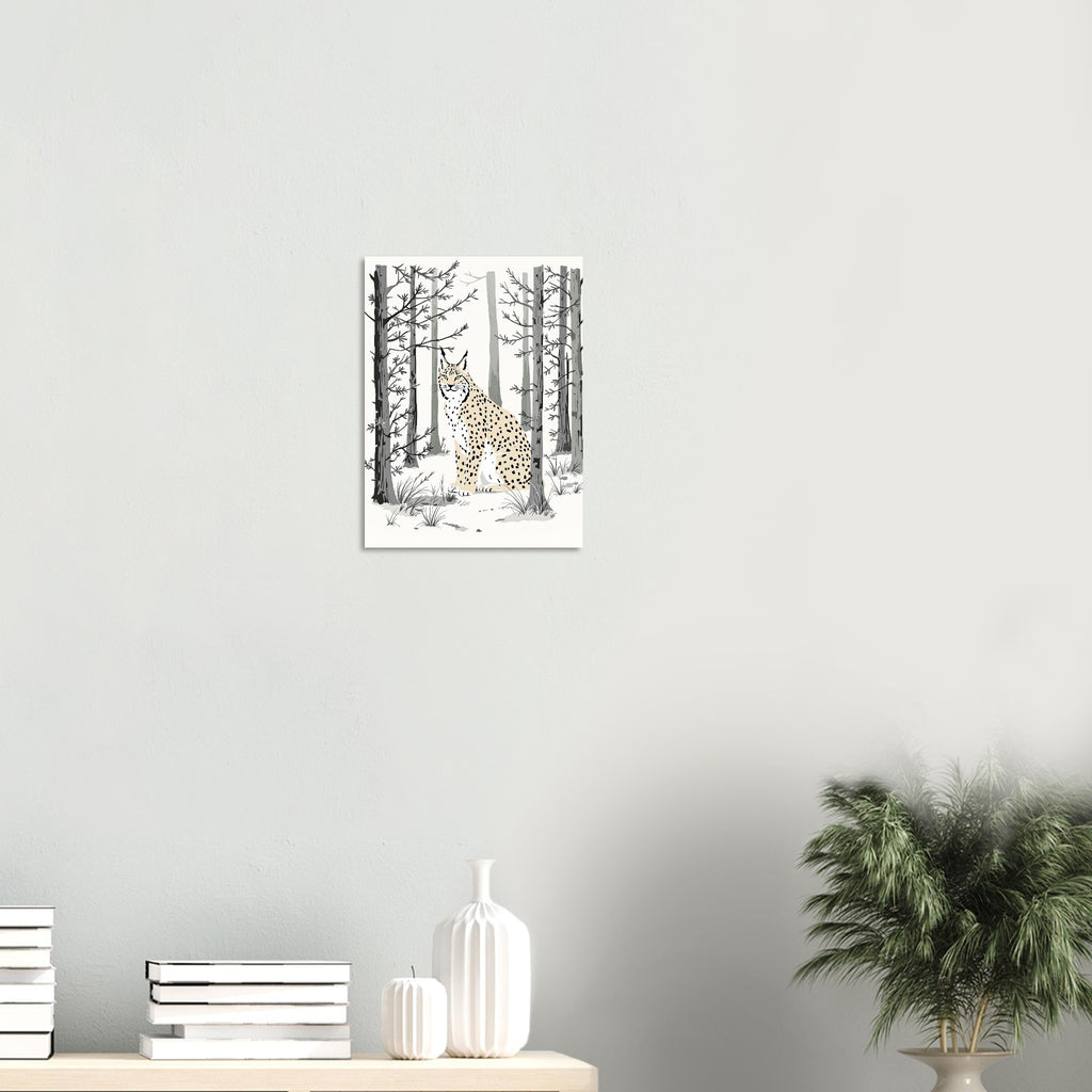 Lynx Scottish Pine Forest Ghost Art A1 Art Print Poster Wall Art UK UK Gift Art Print — detail view | Wild Thread Co
