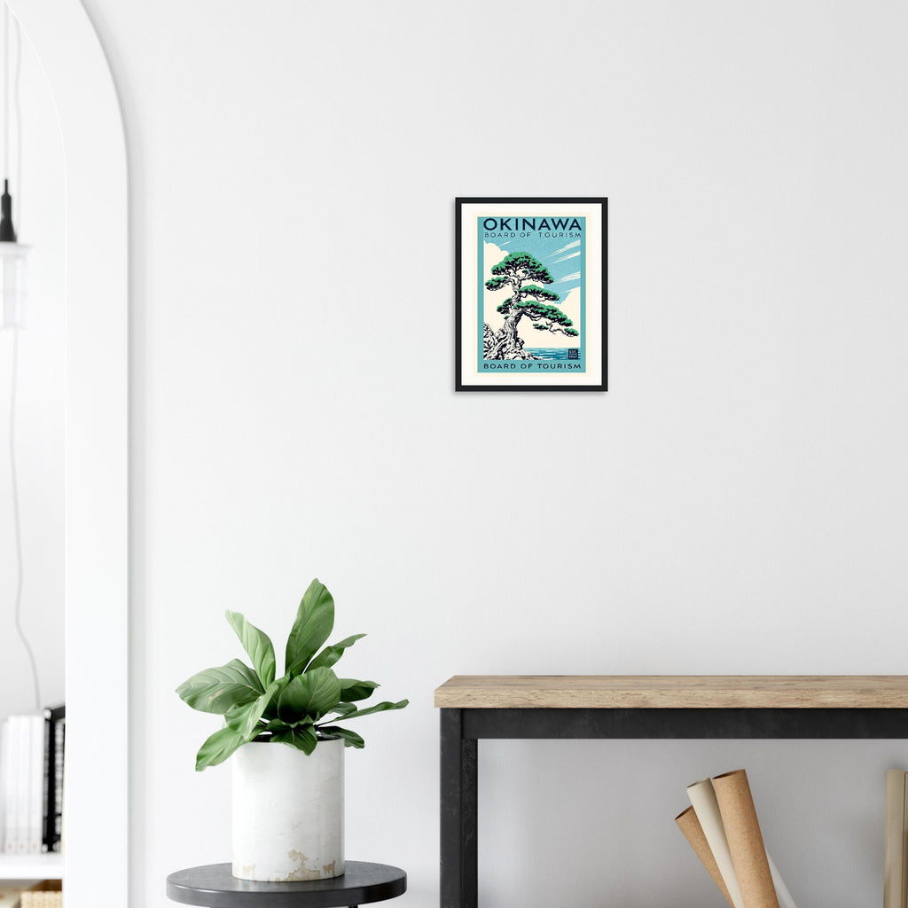 Okinawa Vintage Travel Poster Framed Art Print — detail view | Wild Thread Co