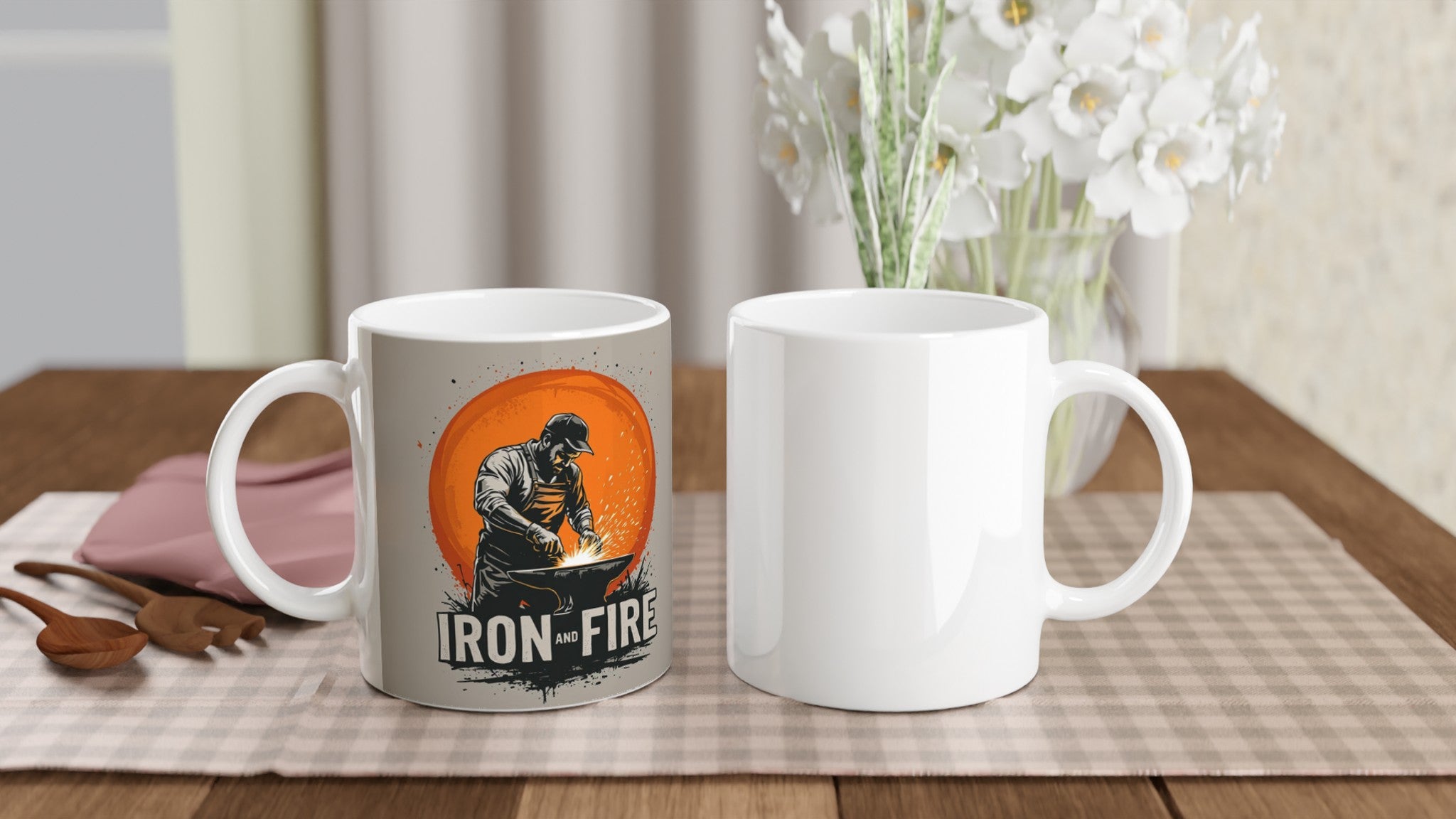 Blacksmith Forge Sparks Mug — detail view | Wild Thread Co