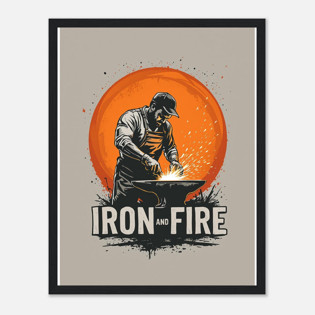 Blacksmith Forge Sparks Art Framed Print Wall Art Ready to Hang UK Framed Art Print — detail view | Wild Thread Co
