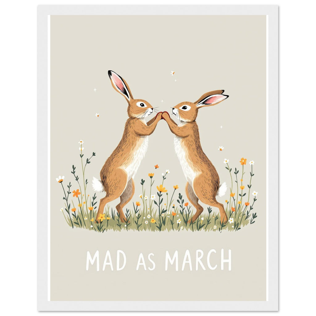 Hare Boxing Spring Framed Art Print — detail view | Wild Thread Co