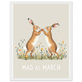 Hare Boxing Spring Framed Art Print — detail view | Wild Thread Co