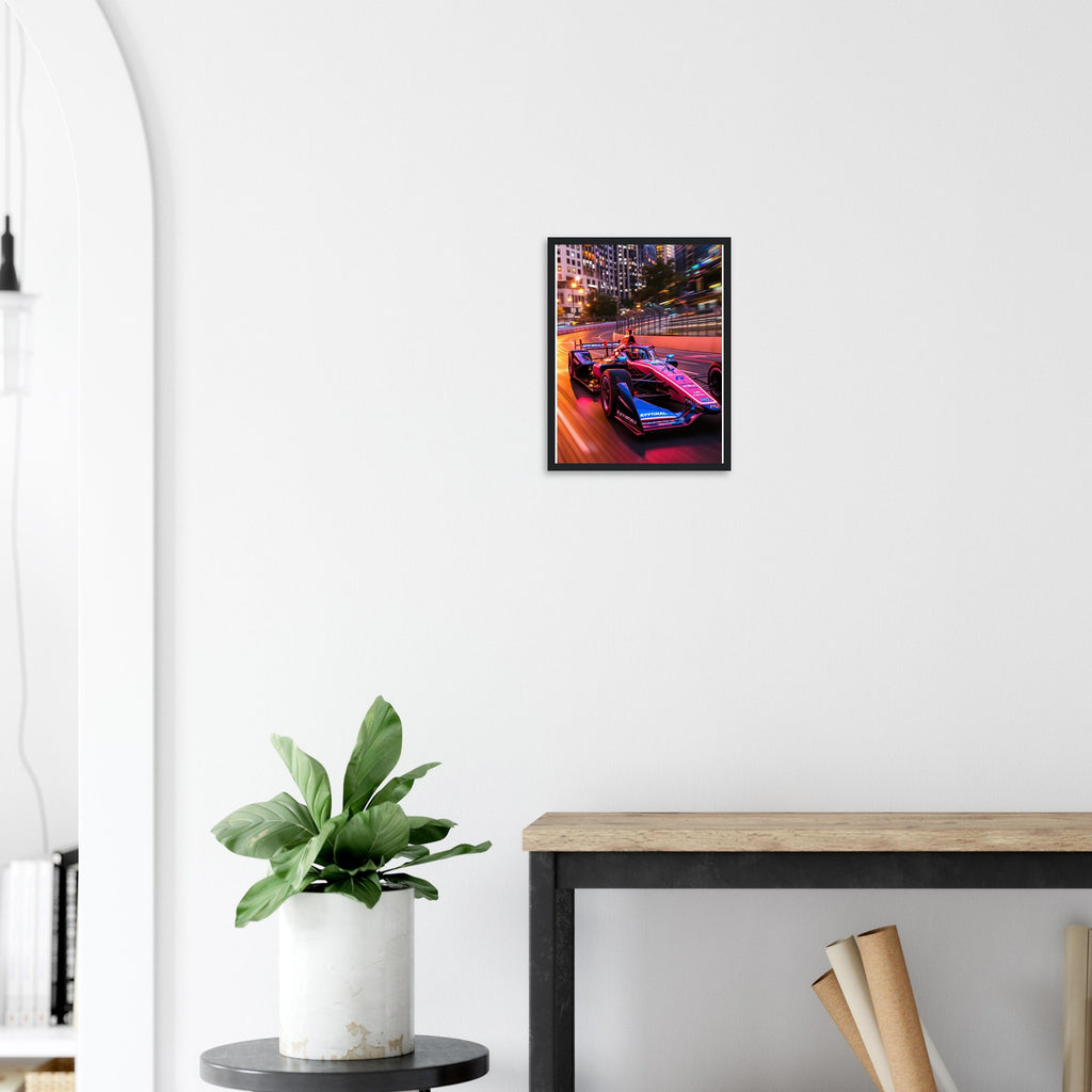 Formula E City Racing Framed Art Print — detail view | Wild Thread Co