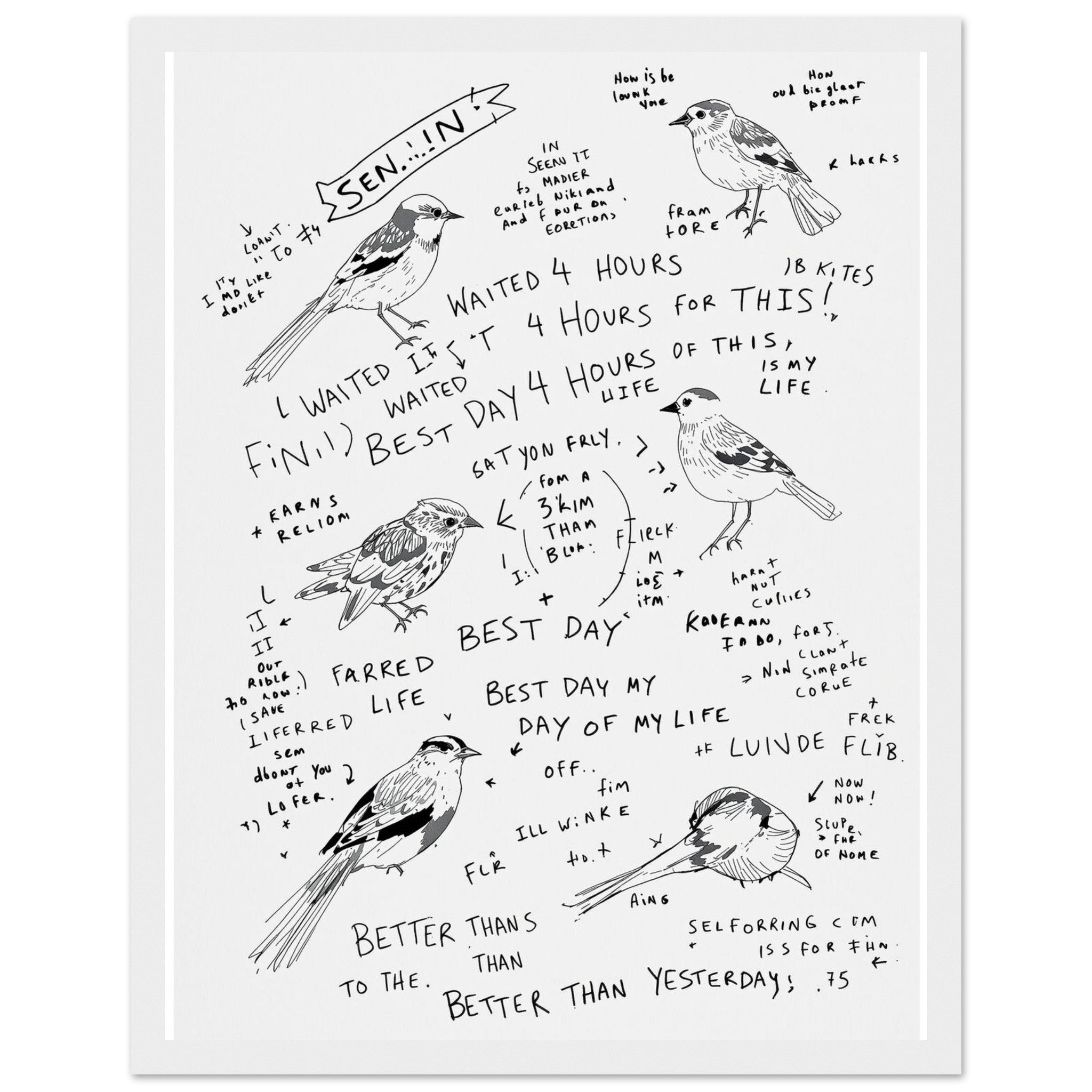 Birdwatcher Field Notebook Framed Art Print — detail view | Wild Thread Co