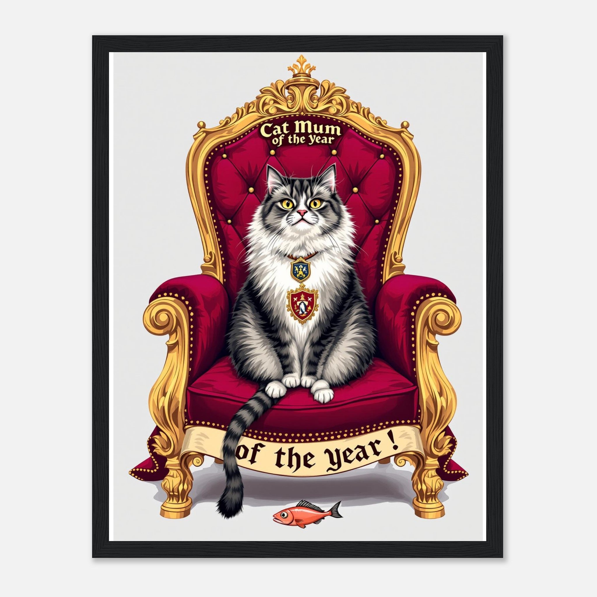 Cat Royal Portrait Spoof Framed Art Print — detail view | Wild Thread Co