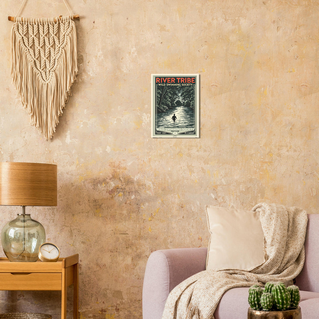 River Tribe Vintage Travel Poster Art Print — detail view | Wild Thread Co