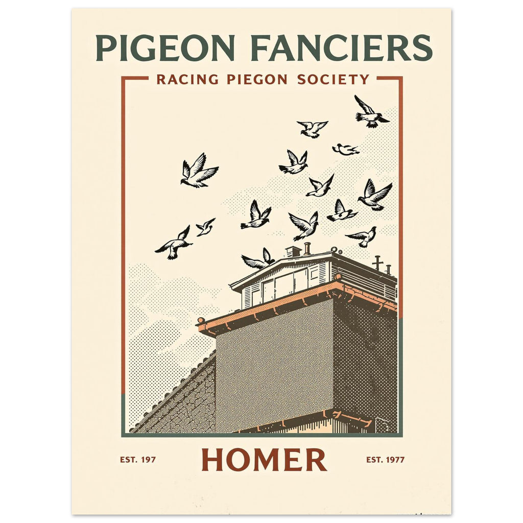 Pigeon Fanciers Vintage Travel Poster Art Print — detail view | Wild Thread Co