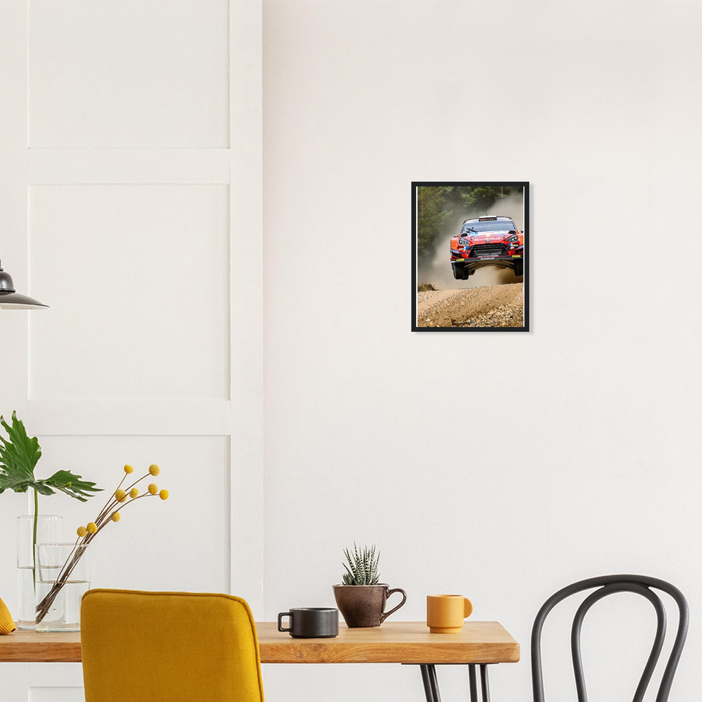 Rally Car Finland Jump Framed Art Print — detail view | Wild Thread Co
