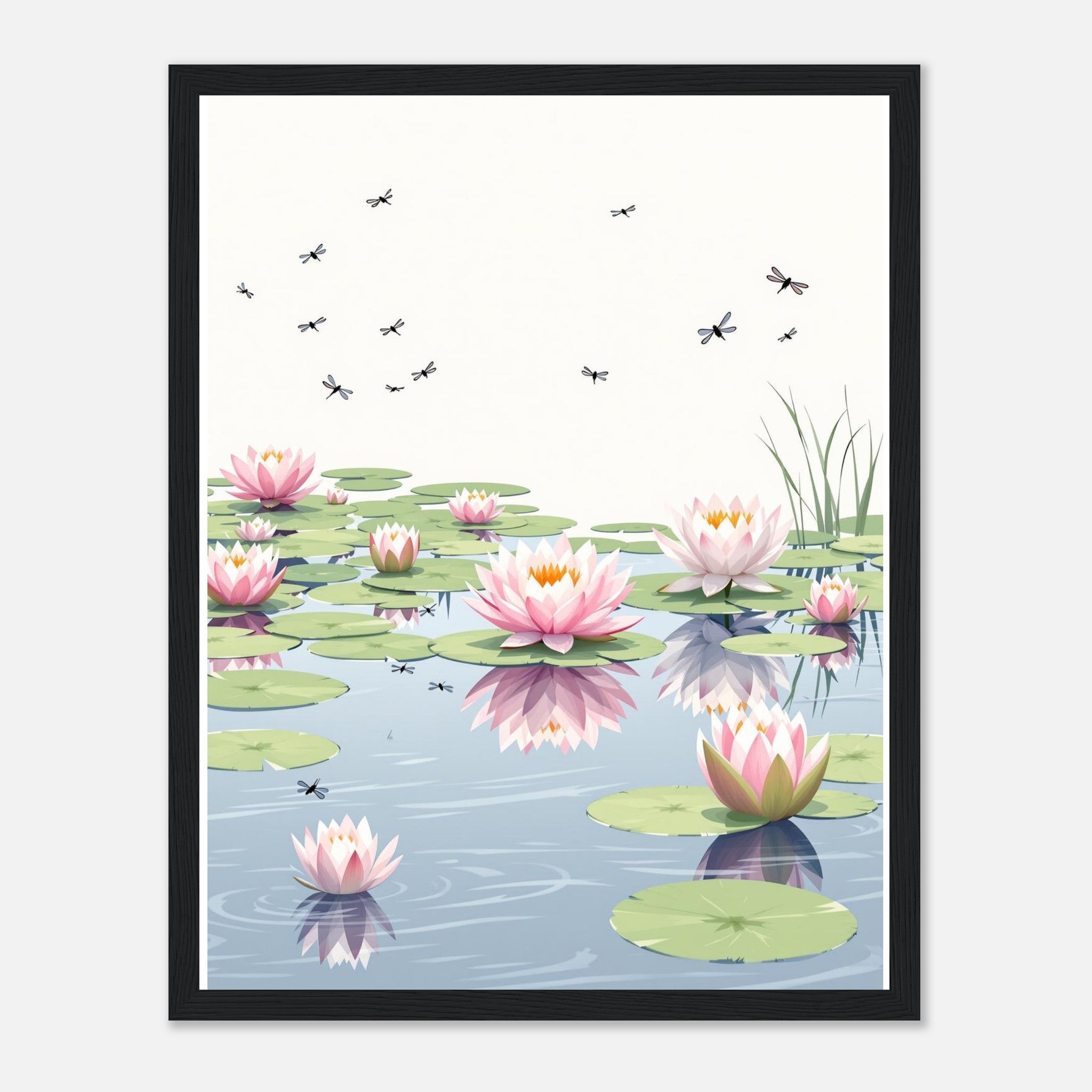 Water Lily Dragonfly Village Pond Print Material — detail view | Wild Thread Co