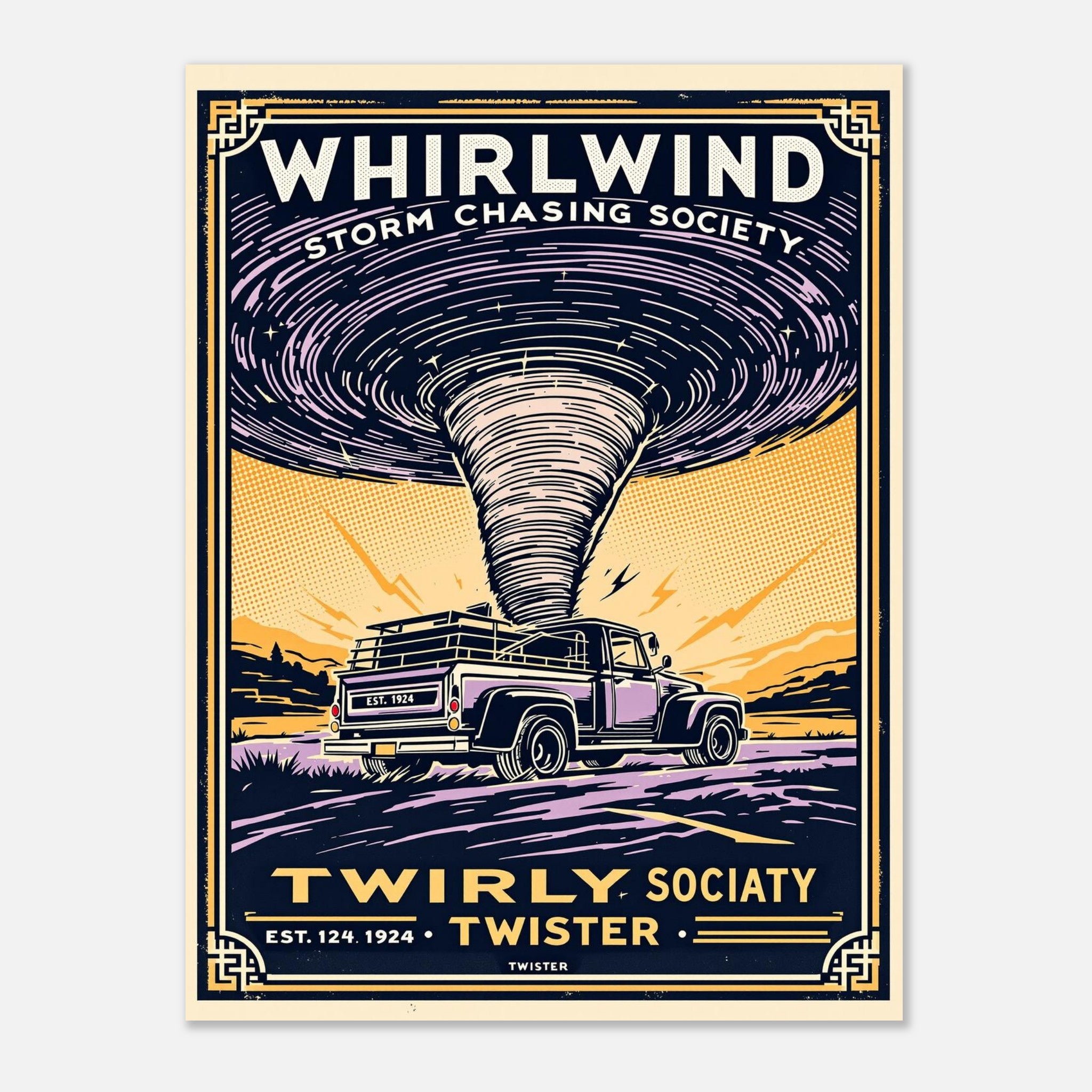Whirlwind Vintage Travel Poster Art Print — detail view | Wild Thread Co