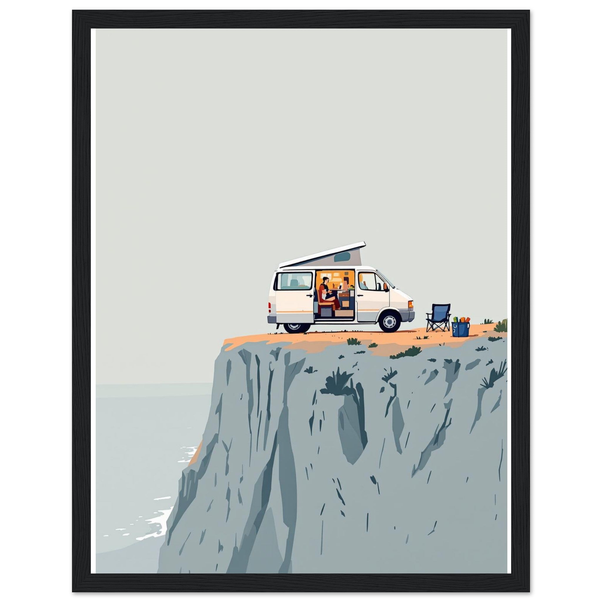 Van Life Clifftop Sea — Framed Art Print | Wild Thread Co UK