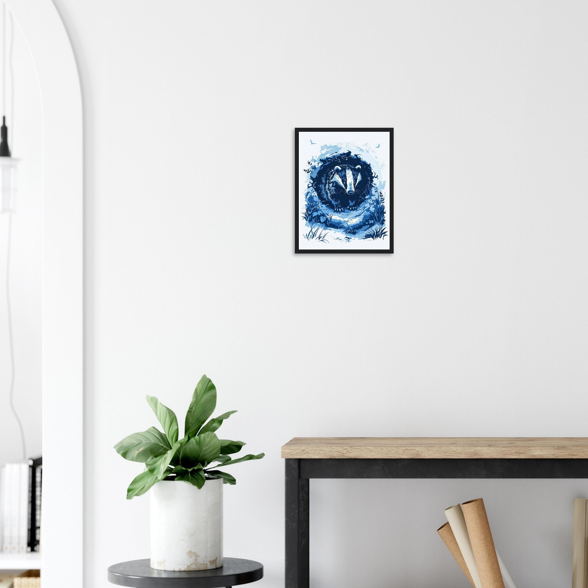 Badger Moonlight Art Framed Print Wall Art Ready to Hang UK — Framed Art Print | Wild Thread Co