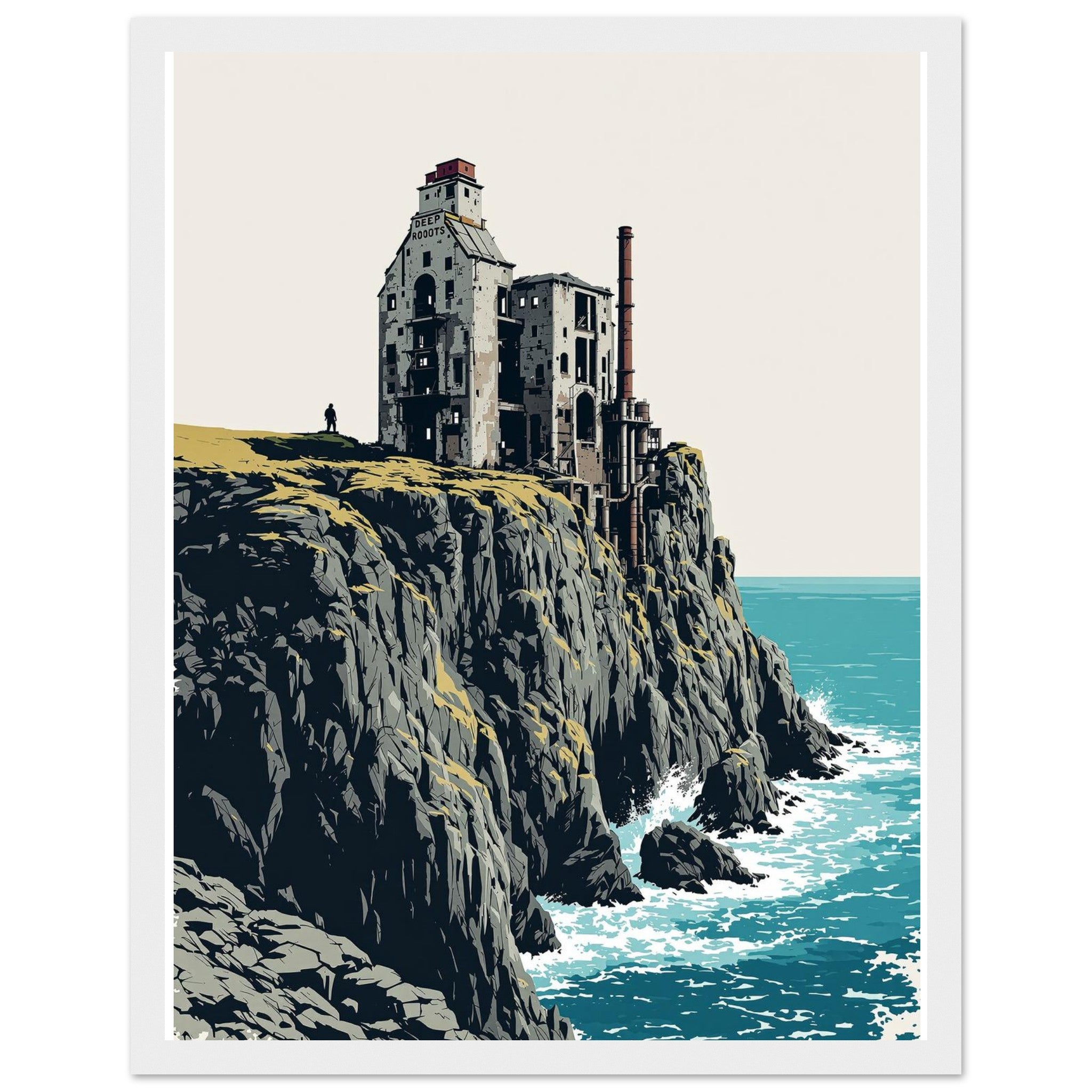 Cornish Tin Mine Cliff Framed Art Print — detail view | Wild Thread Co