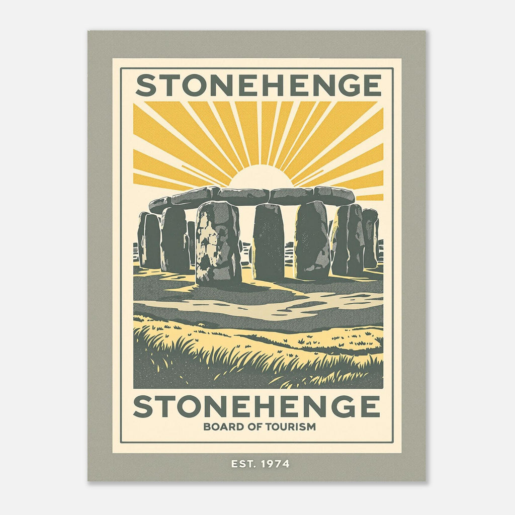 Stonehenge Vintage Travel Poster Art Print — detail view | Wild Thread Co