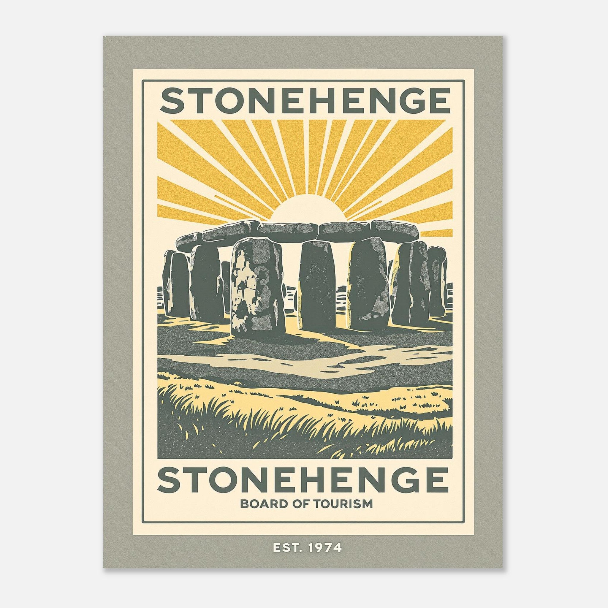 Stonehenge Vintage Travel Poster Art Print — detail view | Wild Thread Co