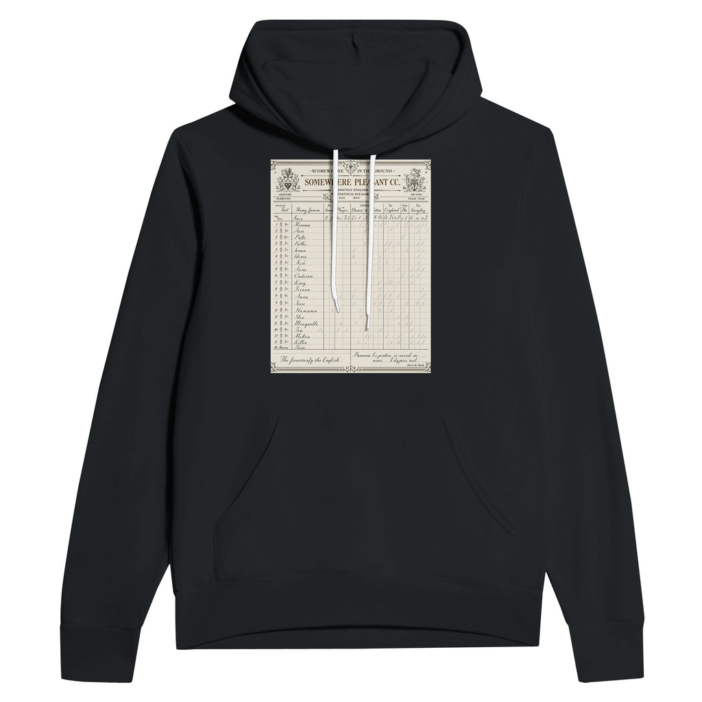 Edwardian Cricket Scorecard Navy Hoodie | English Cricket Gift Hoodie - Wild Thread Co