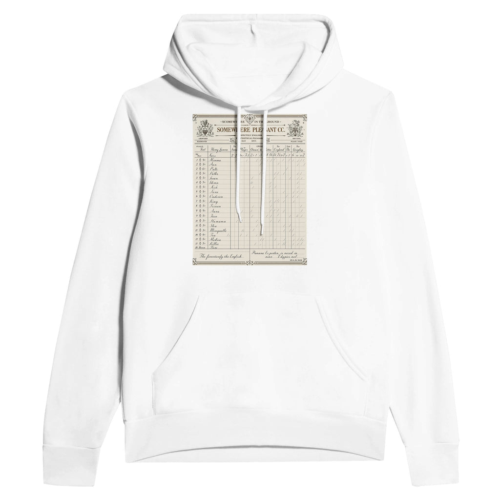 Edwardian Cricket Scorecard Navy Hoodie | English Cricket Gift Hoodie - Wild Thread Co