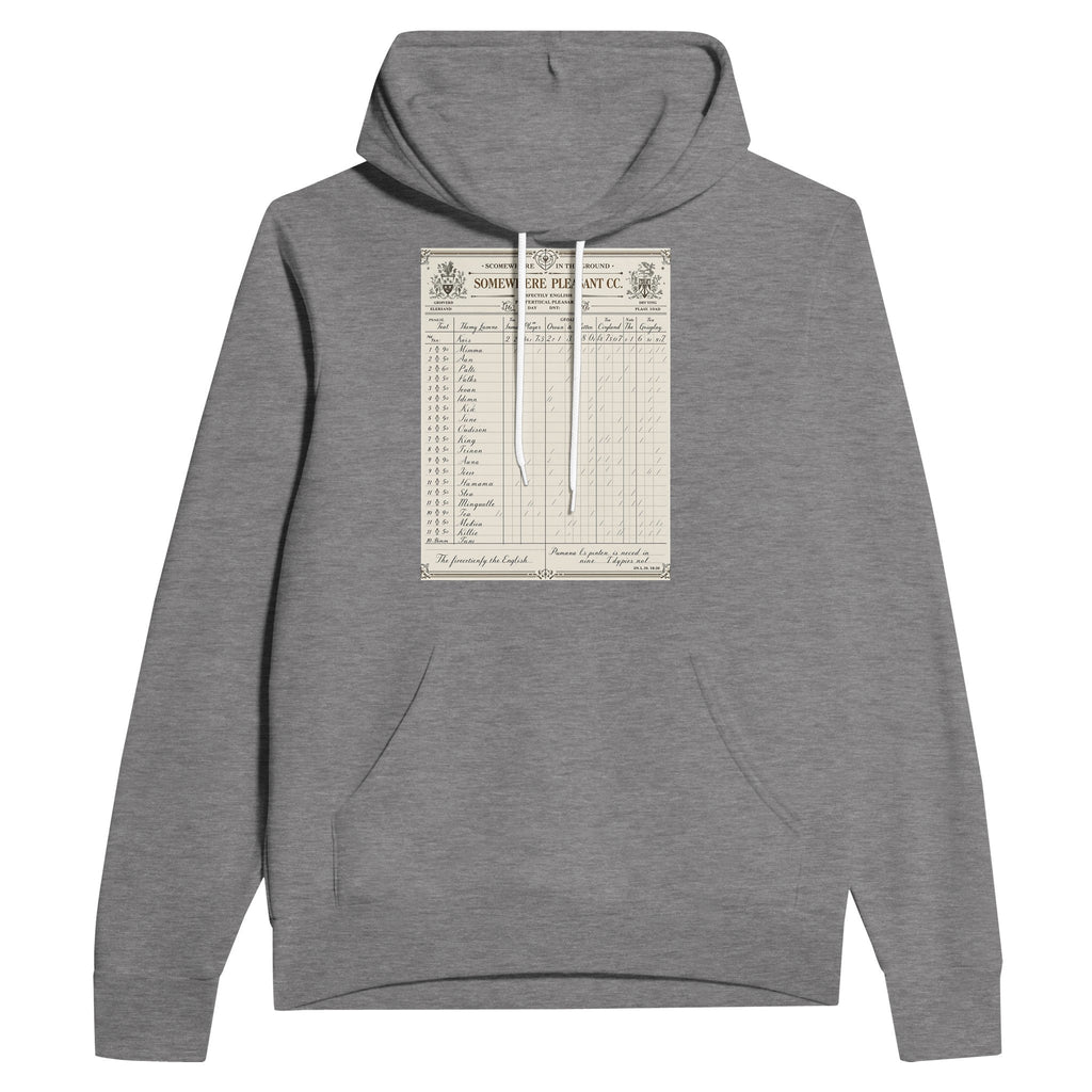 Edwardian Cricket Scorecard Navy Hoodie | English Cricket Gift Hoodie - Wild Thread Co