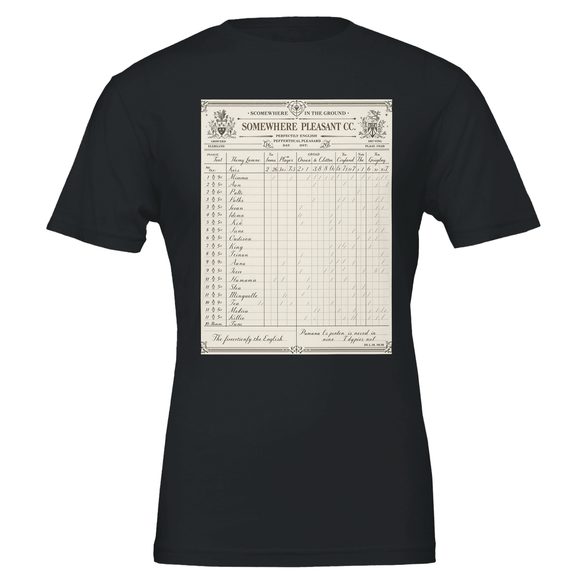 Edwardian Cricket Scorecard T-Shirt | English Cricket Gift Tee - Wild Thread Co