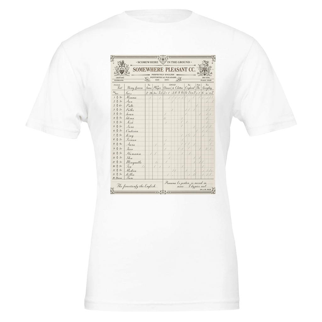 Edwardian Cricket Scorecard T-Shirt | English Cricket Gift Tee - Wild Thread Co