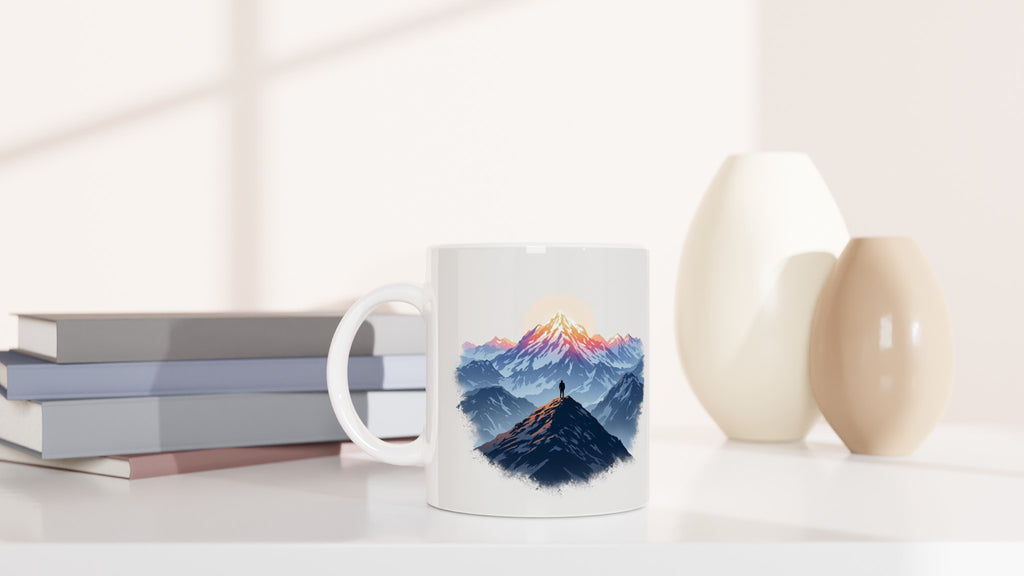 New Day Mountain Light Alpenglow Mug — detail view | Wild Thread Co