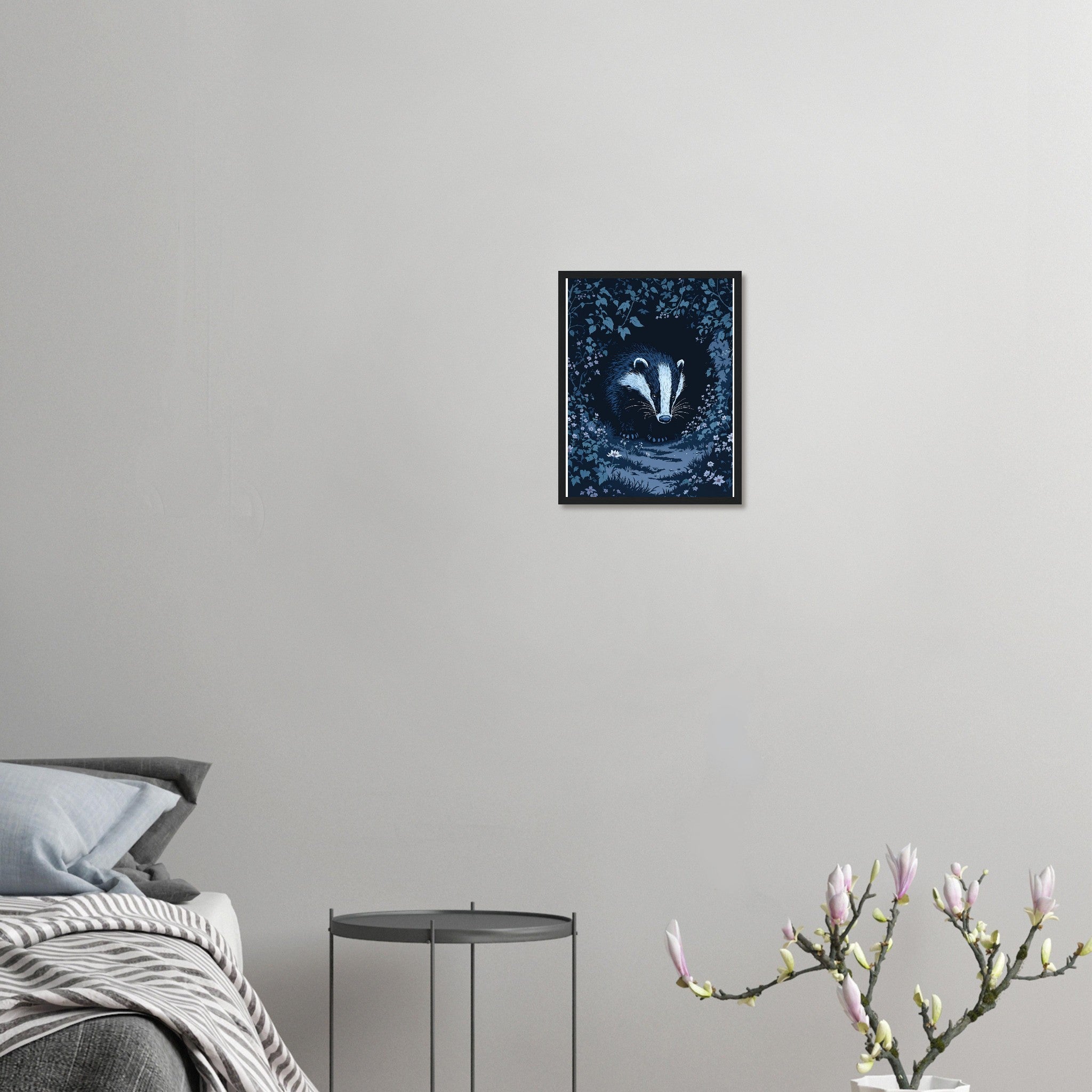 Badger At Dusk Framed Art Print — detail view | Wild Thread Co