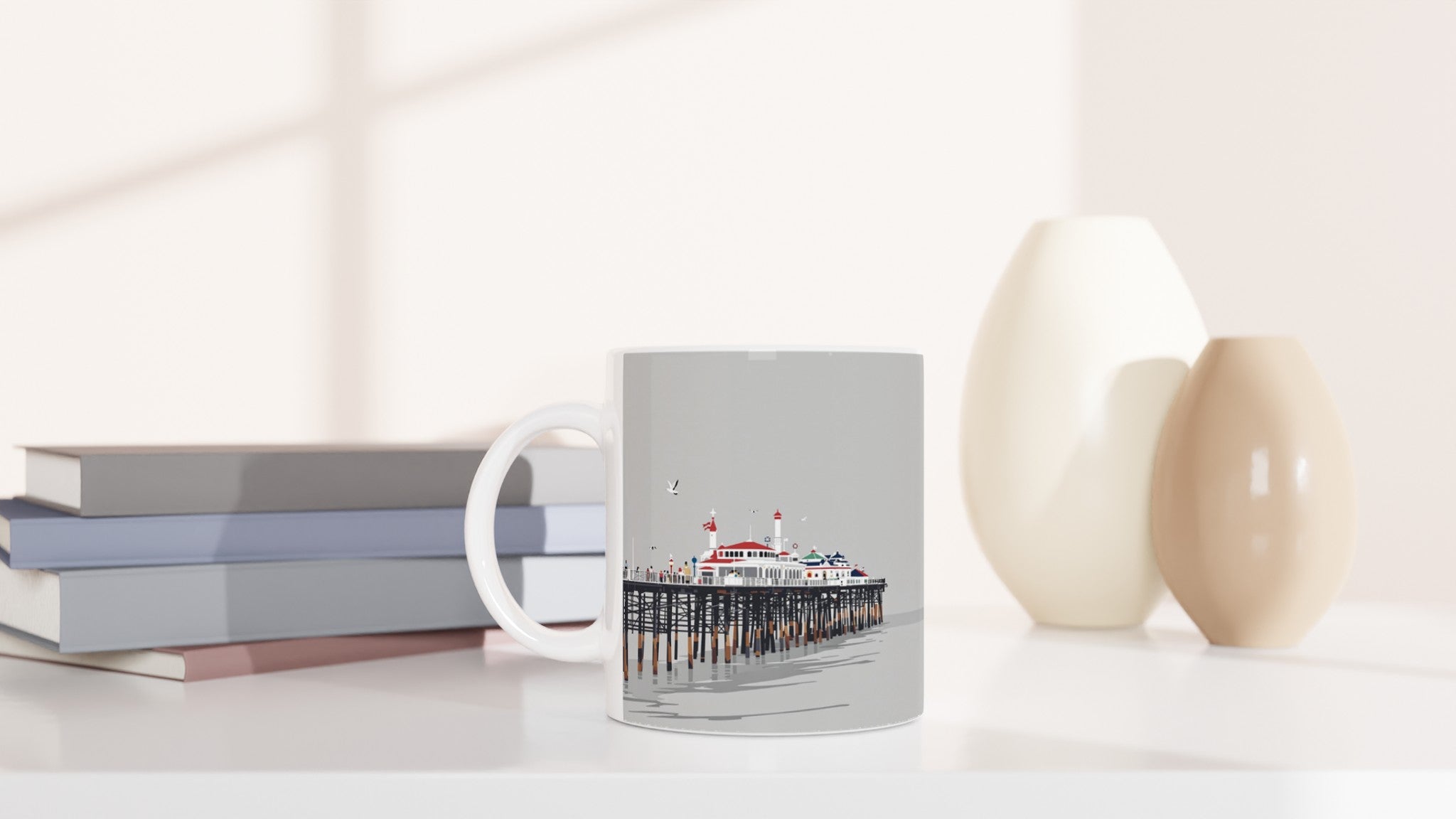 Victorian Seaside Pier Mug — detail view | Wild Thread Co