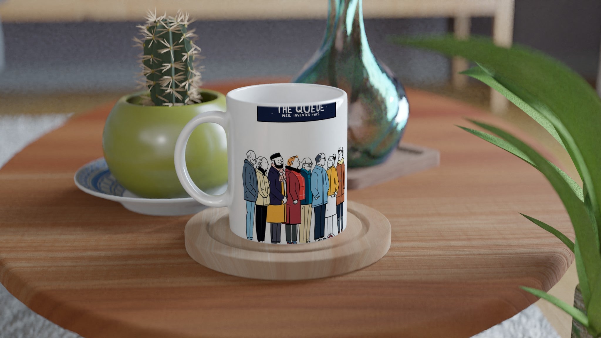 Queue As Institution Mug — detail view | Wild Thread Co