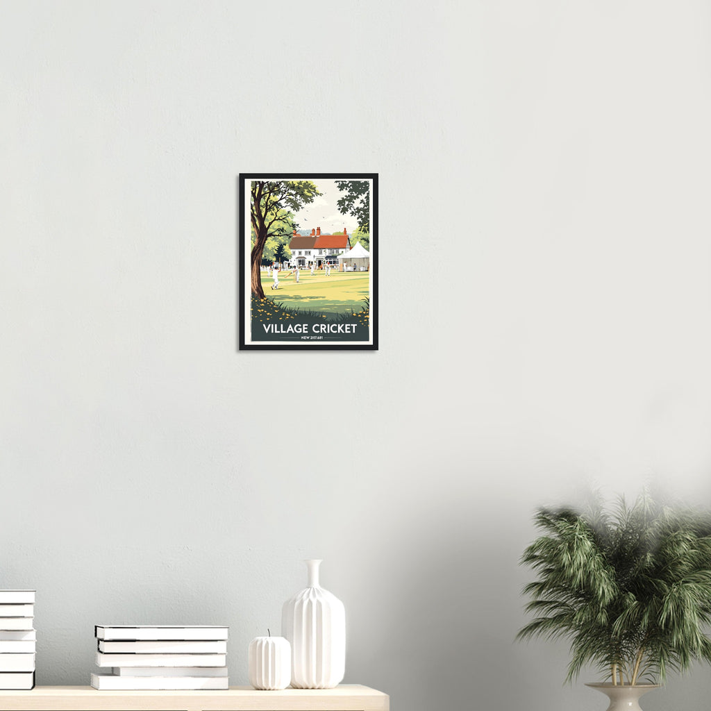 Village Cricket Sunday Green Framed Art Print — detail view | Wild Thread Co