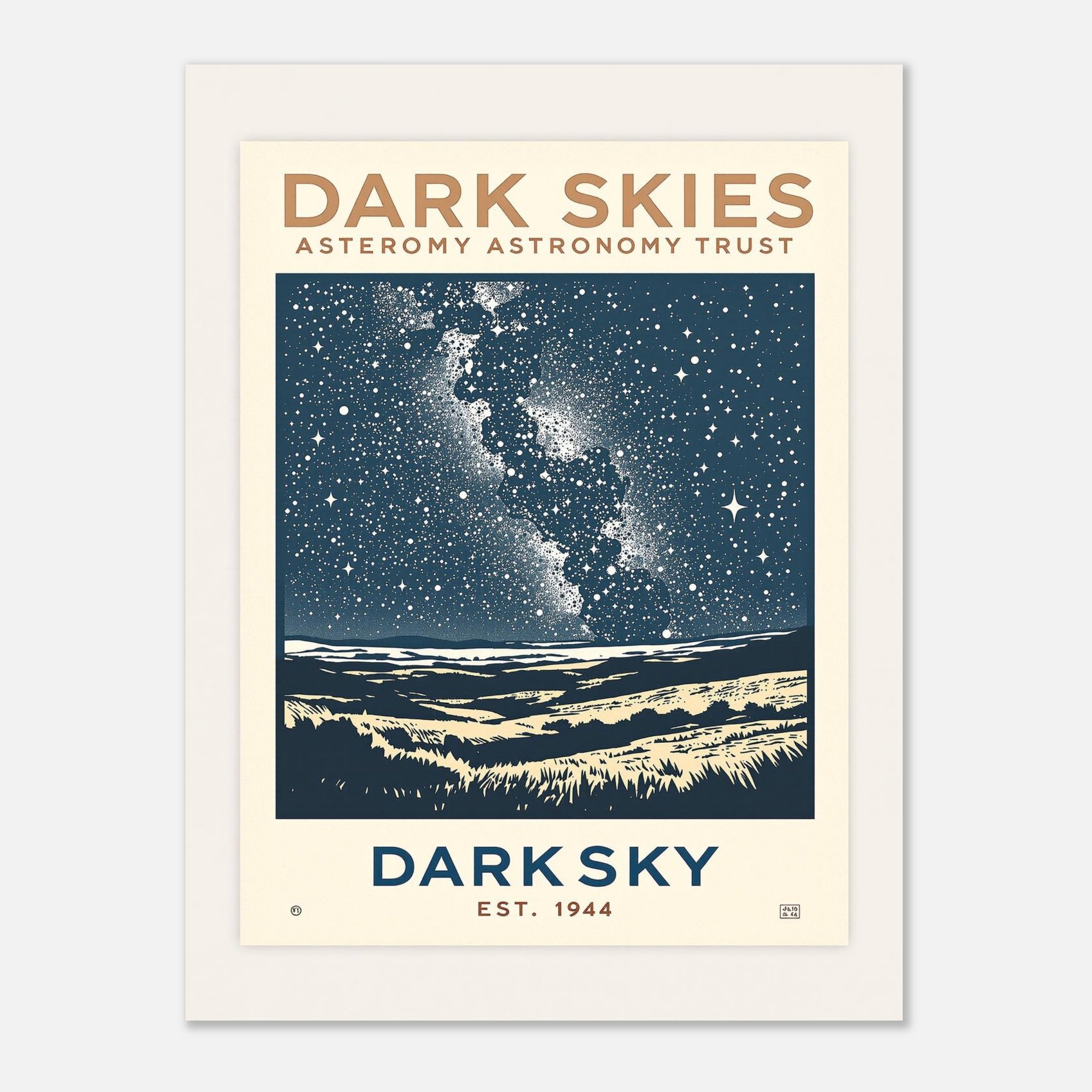 Dark Skies Vintage Travel Poster Art Print — detail view | Wild Thread Co