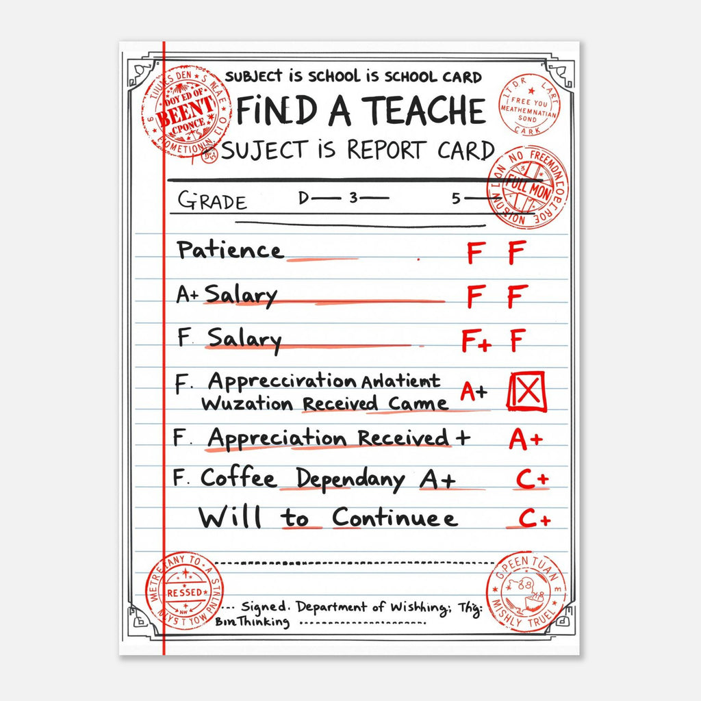 Funny Teacher Report Card Art Print Art Print — detail view | Wild Thread Co