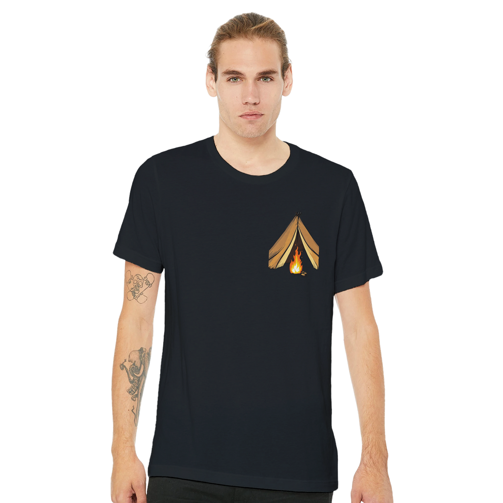Gorpcore Camping Humour T-Shirt — detail view | Wild Thread Co