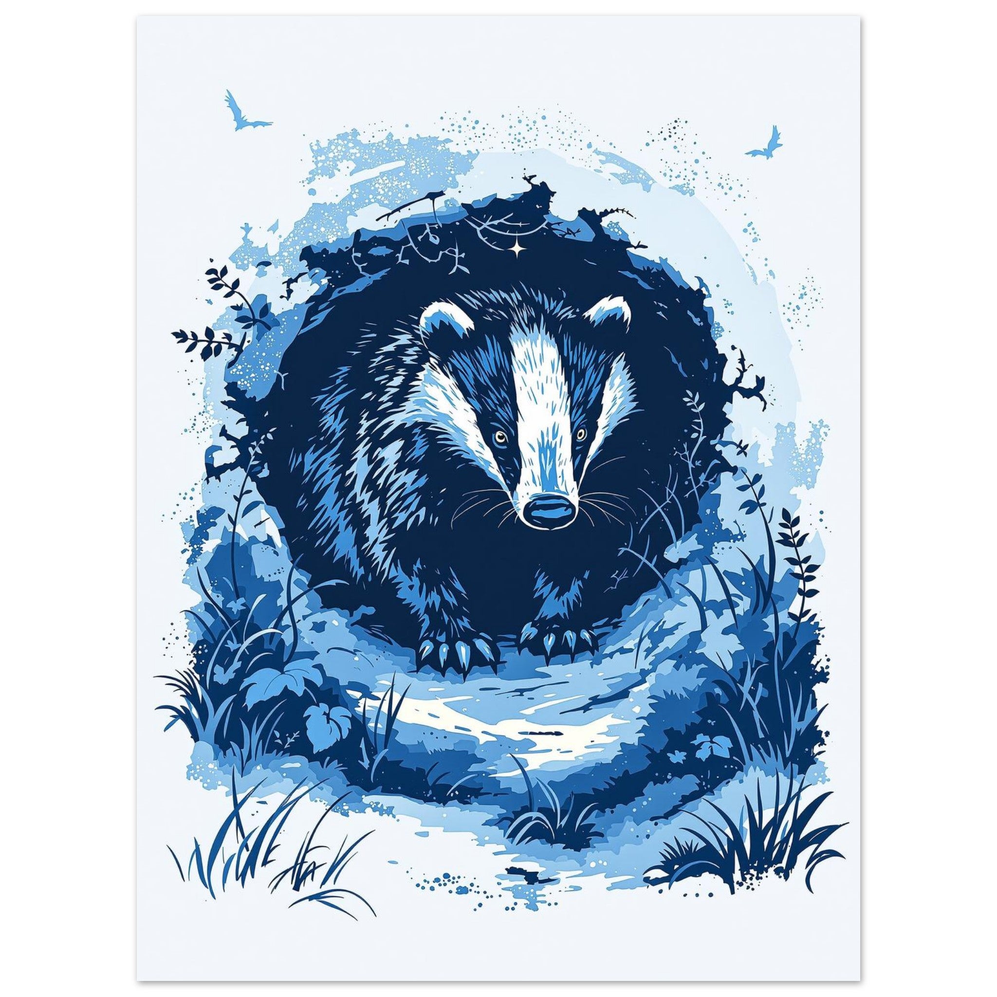 badger moonlight Art Print Art Print — detail view | Wild Thread Co