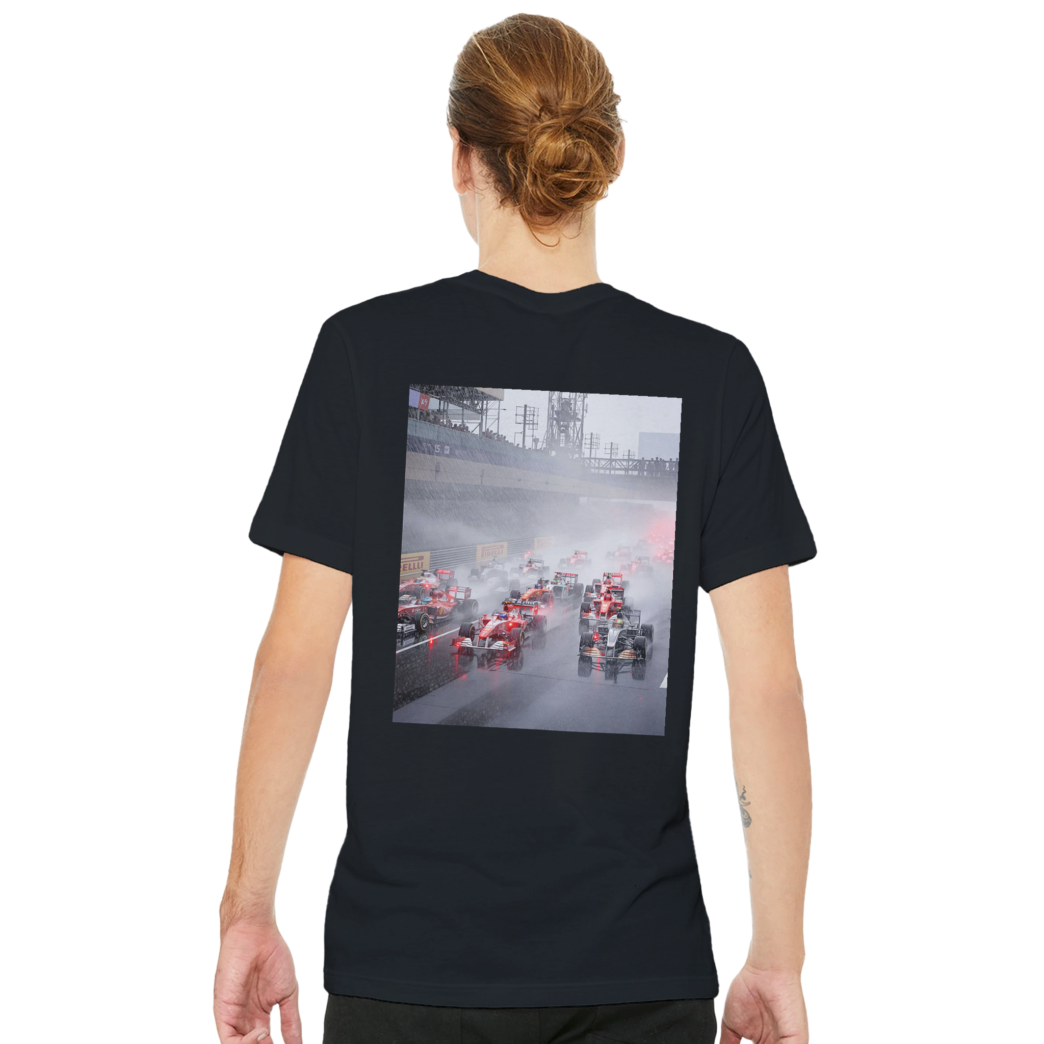 F1 Rain Start T-Shirt — detail view | Wild Thread Co