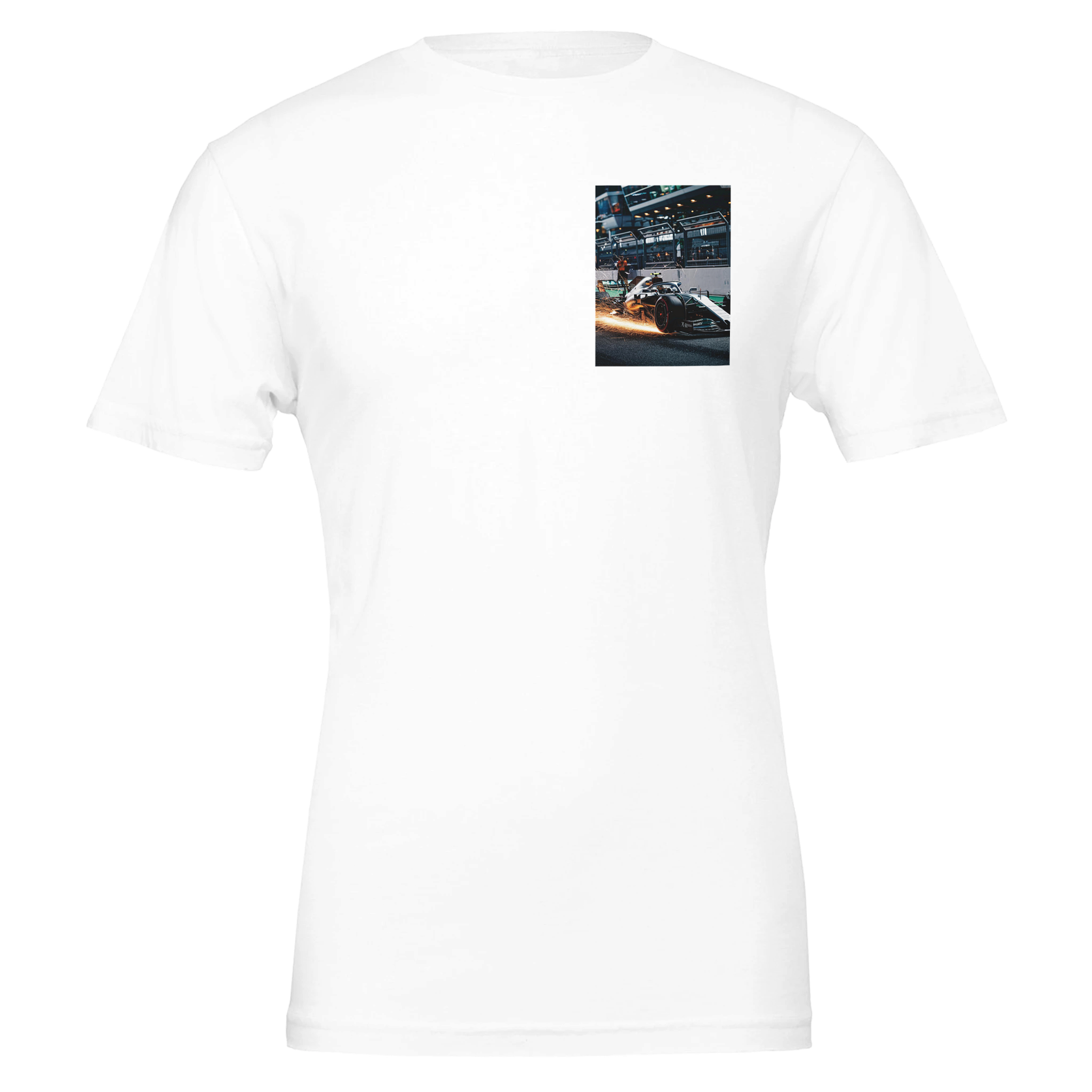 F1 Sparks Night T-Shirt — detail view | Wild Thread Co