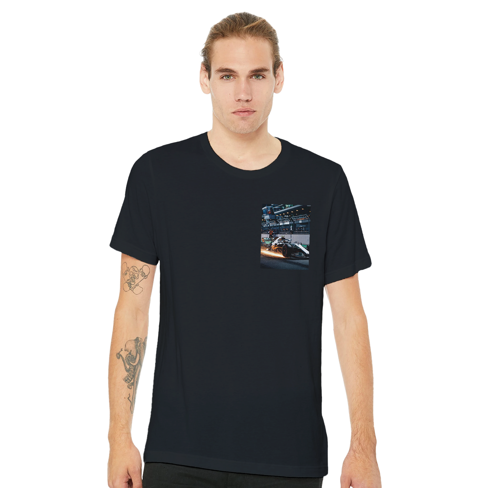 F1 Sparks Night T-Shirt — detail view | Wild Thread Co