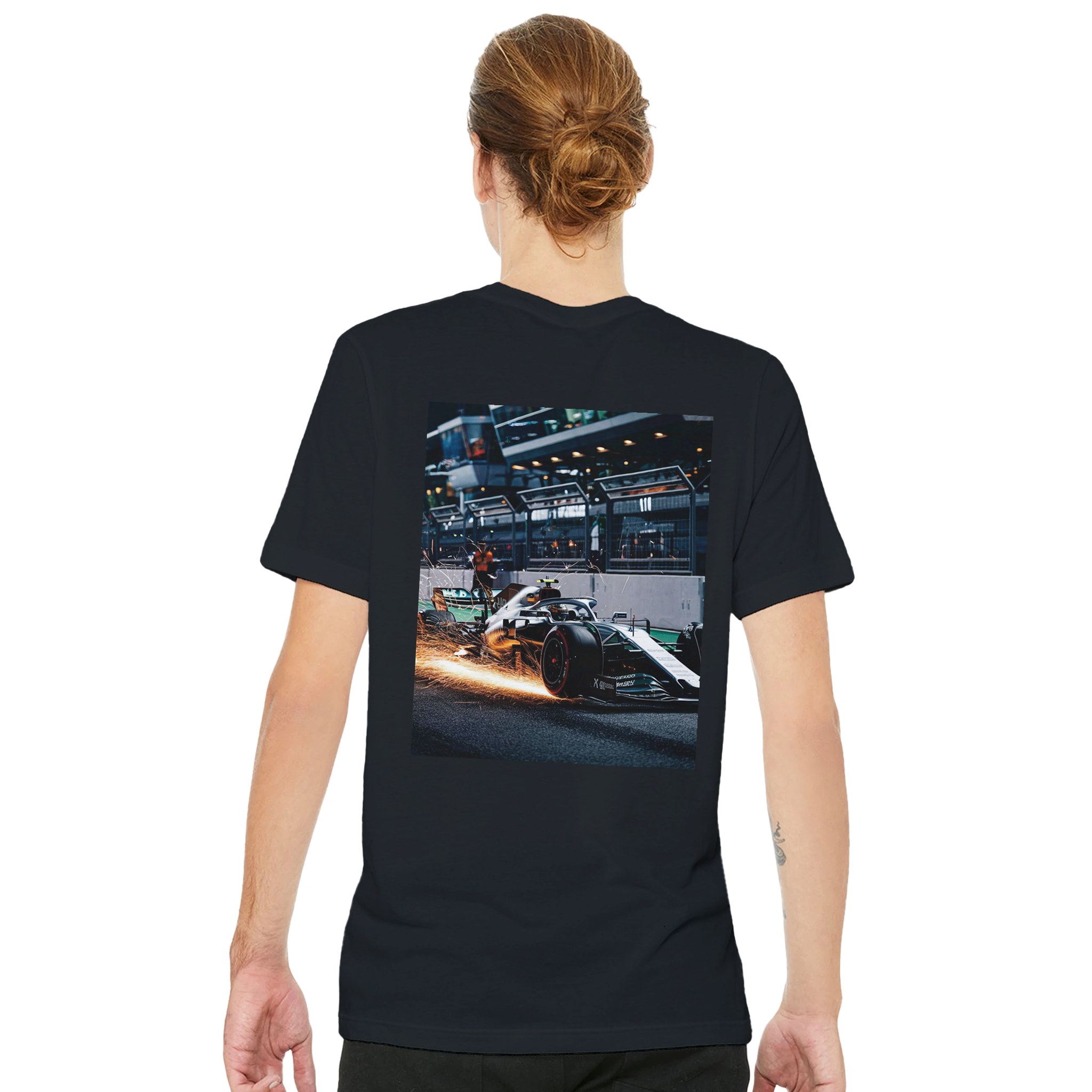 F1 Sparks Night T-Shirt — detail view | Wild Thread Co